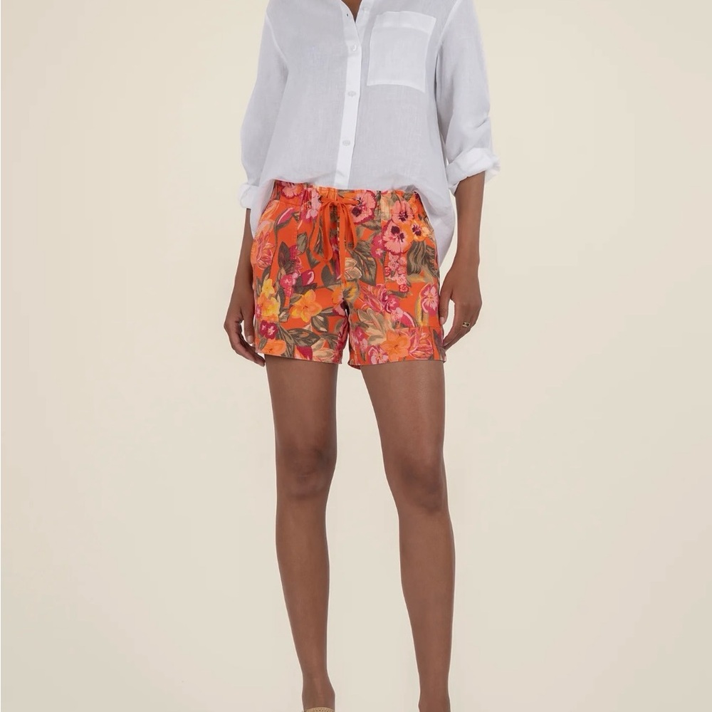 NWT Kut from the Kloth L Drawstring Tangerine Linen Shorts SOLD OUT ONLINE